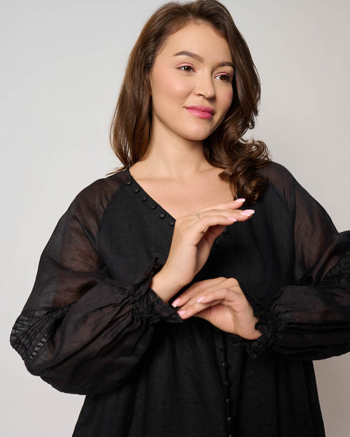 Лляна коротка Сукня "Liture" з рукавом