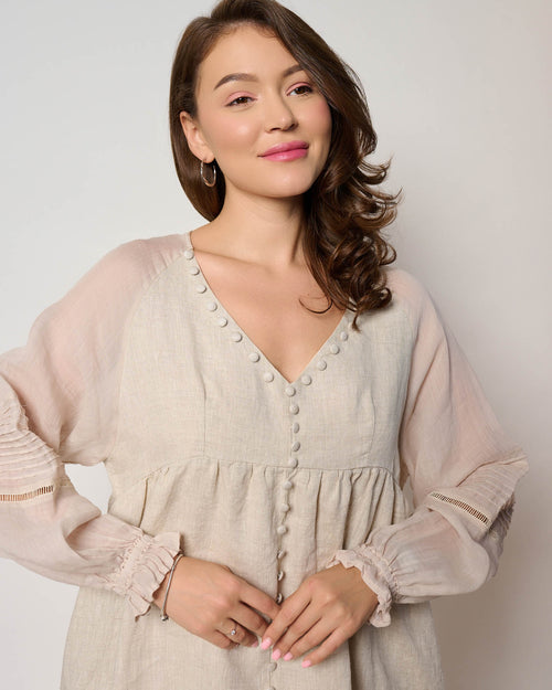 Лляна коротка Сукня "Liture" з рукавом